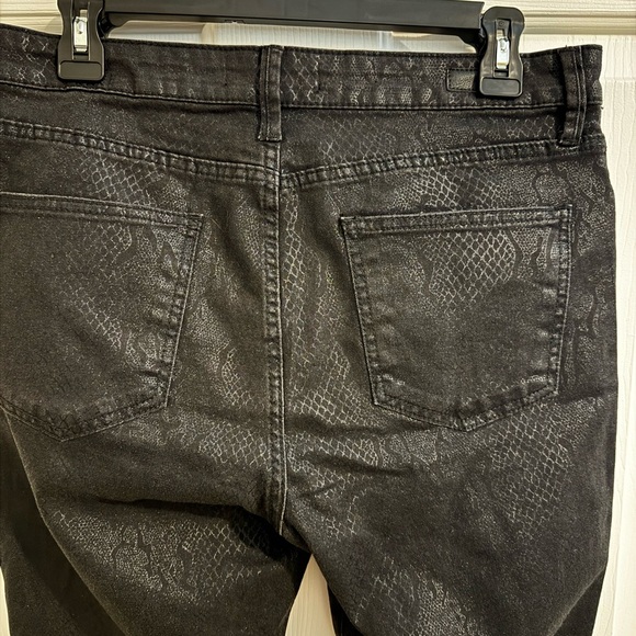 Kut From The Kloth Mia High Rise Ankle Toothpick Skinny Black Snakeskin Size 12 - Picture 11 of 11